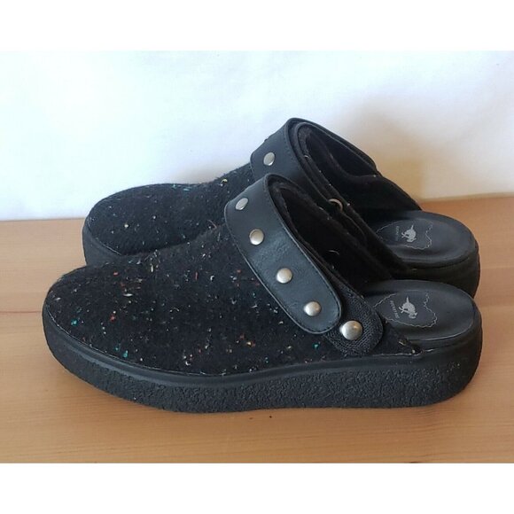 Rocket Dog Platform Clog Womens 8.5 M Black Felted Wool Adore Mule Speckled - Picture 3 of 8